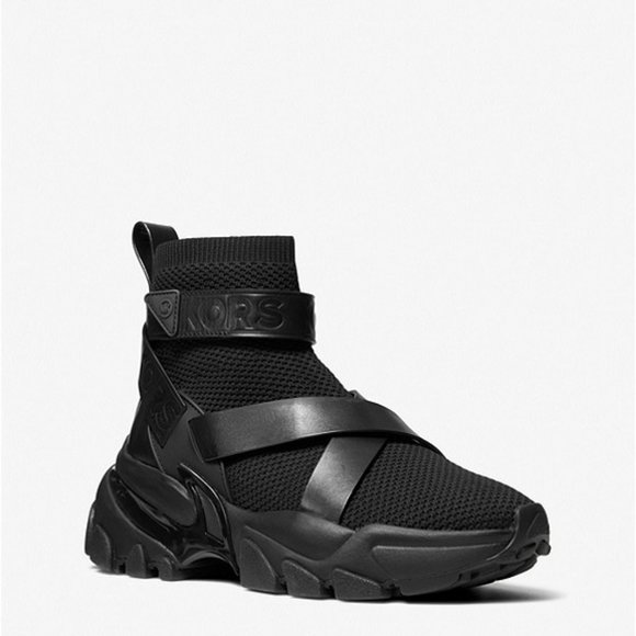 🎁 MICHAEL Michael Kors Nick Leather Strap Knit Trainer